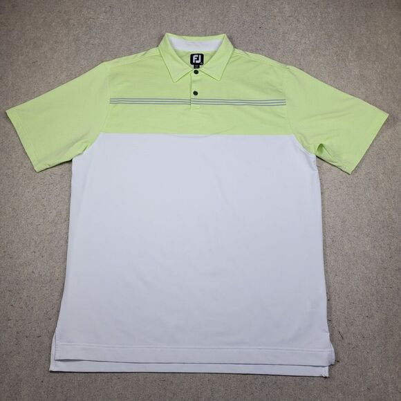 Pinehurst FootJoy Golf Polo Shirt Mens XL Yellow White Short Sleeve Performance - Picture 2 of 9